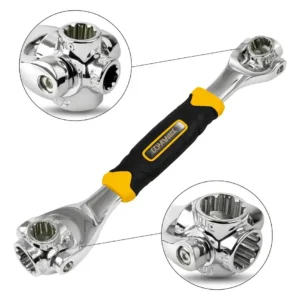 Chave Tigre Com 8 Bocas Universal 48 Em 1 Combinada Soquete 360 Em Aço Inoxidável Cromado