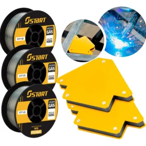 Kit 3 Arame Solda Mig Uso Sem Gás 0,8mm 0.5kg E71t-gs Start + 2 Esquadros 12kg
