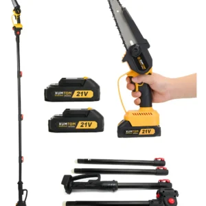 Motosserra podador a bateria XUMTOM Elétrica Portátil Recarregável Bivolt 6 Pol mais extensor 2.5 metros