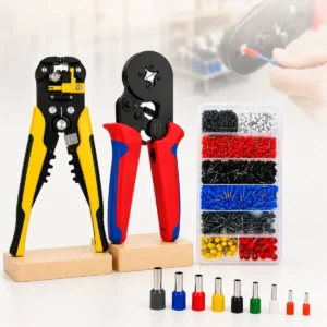 Kit Alicate Crimpar Descascador 1200 Terminais Ilhós Tubular