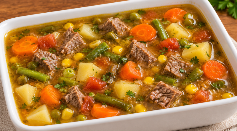 Sopa de carne com legumes fácil