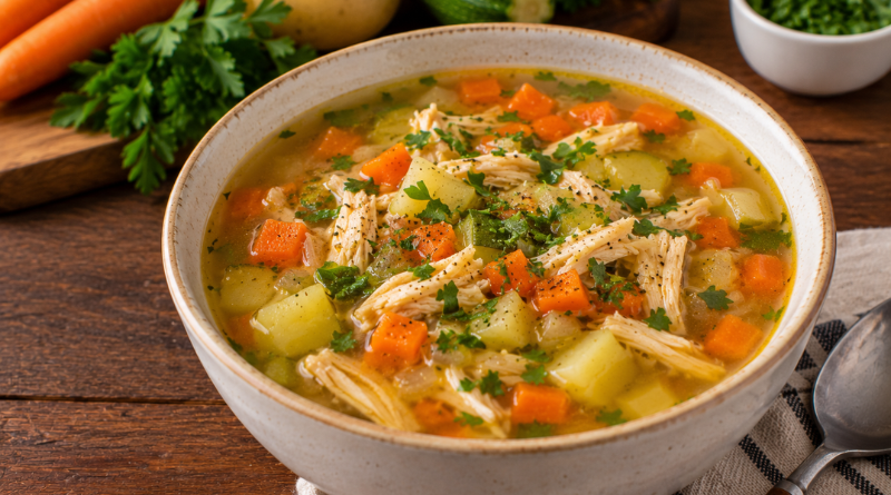 Sopa de legumes com frango simples: a melhor maneira de nutrir quem você ama