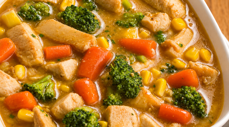 Sopa de legumes com frango simples
